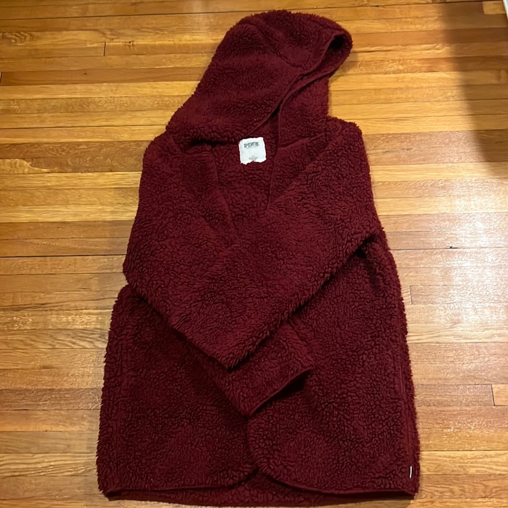 Oversized pink brand maroon Sherpa jacket